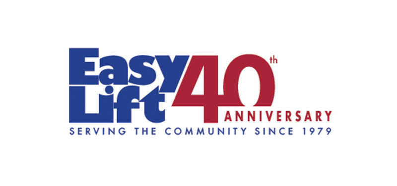 Logo of Easy Lift 40th Anniversary - Serving the community since 1979. Logo of Easy Lift 40th Anniversary - Serving the community since 1979.